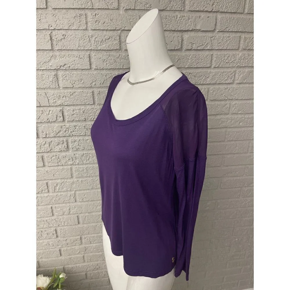 Juicy Couture Women Purple Long Sleeve Mesh  Detail Top Size XS